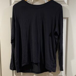 Athleta Navy Blue With Ease Long Sleeve Crew Neck Tee - Size Medium